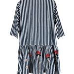 Stevie Hender Dress Womens M White Gray Striped Cotton Embroidered Cottagecore Photo 3