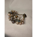 Freshwater Pearl Multicolor boho beachy Wire Wrap Cluster Woven Toggle Bracelet Gold Photo 2