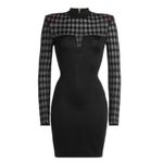 Balmain Black Mesh Harlequin Long Sleeve Mini Dress Photo 1