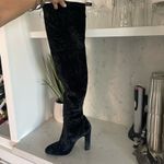 Stuart Weitzman New!  Vidaland Black Stretch Crushed Velvet OTK Boots Sz 9 $995‎ Photo 3