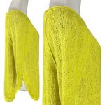 Anthropologie  Sparrow Sweater XS 100% Cotton Yellow Chartreuse Open Knit Crochet Photo 4