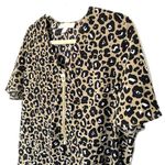 Michael Kors  Animal Print Short Sleeve Belly Opening Blouse Top Sz L Photo 8