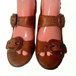 Frye  Amy Women’s  Brown Leather Heeled Buckled Slingback Shoes 9 M / 39-40 Photo 2