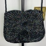 Vintage Jotta Black Iridescent Beaded Floral Crossbody Purse‎ Photo 6