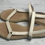 Madewell Hallie Espadrille Sandals in Leather Size 7.5 color Pale Oyster Photo 7