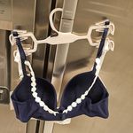 Laura Ashley ππ Comfort Push Up Bras (2 Pack) Pink Checkers & Navy Blue 34C NWT Photo 1