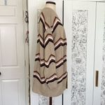 Chevron print knit open long cardigan Tan Size 1X Photo 9