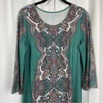 Soft Surroundings Milana Green Paisley Print Knit Midi Dress Sz.S Photo 3