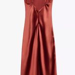ZARA  maxi dress cognac rust satin slip midi casual summer  Photo 6