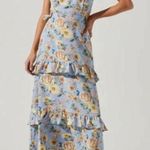 ASTR Lysette Floral Ruffle Maxi Dress Cut-Out periwinkle yellow Photo 0