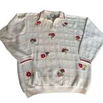 Vintage Tulchan Floral Embroidered Grandma Sweater Size M 90s Cottage Granola White Size M Photo 0