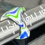 Vintage Blue  Green Swirl Murano Style Glass Dome Ring Size 6.5 Photo 6