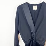 Michelle Mason Mason by Obi Long Sleeve Silk Wrap Dress 0 Black Photo 3