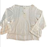 Lucky Brand NEW Pomegranate Inset Cotton Peasant White Cottagecore Eyelet Top XS Photo 5