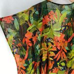 Violet Sky Sheer Chiffon Tropical Leaf Print Plunging V Photo 6