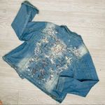 denim Blue identity floral embroidered PXL long sleeve Jean jacket XL Photo 2