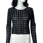 Alexis See Through Crop Top Women Size L Black Long Sleeve Laser Cut Out Photo 0