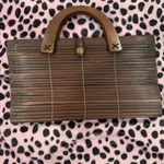 Vintage Wooden Squared Mini Purse Brown Photo 1