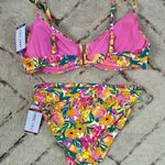 Anne cole NWT LTD Edition Floral V wire Bikini Top Convertible High Waist Swim Photo 8