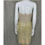 Nwt Eleni Elias beaded stone gold glitter strapless formal prom night out dress Tan Size 6 Photo 3