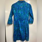 St.John Sport small blue/green print shirt dress womens designer colorful Blue Photo 1