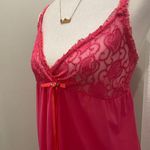 American Vintage VTG 90s Y2K Violets & Roses Lace Fuchsia Hot Pink Babydoll Cami Slip Dress - M Photo 15