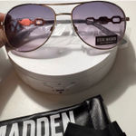 Steve Madden "Marketa" Aviator Sunglasses Rose Gold Tone Purple Gradient Lenses Photo 0