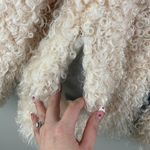 Vintage Y2K Reversible Denim Cream Curly Mongolian Lamb Sheep Fur Jacket Tan Size 6 Photo 13