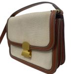 Mango Canvas Crossbody Bag with Flap Brown Gold Hardware Photo 5