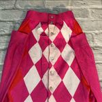 Lacoste VTG  Size 34 XS Pink/Orange Argyle Button Up Fitted Cardigan Sweater Photo 6