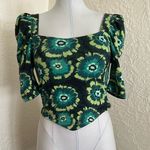 Free People  Give Me More Square Neck Puff Sleeve Crisscross Back Crop Top Small Photo 4