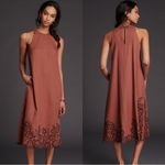 Anthropologie Mauve by  Daphne Embroidered Honey Brown Midi Dress Photo 1
