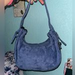 Fossil Forever By  Y2K style Blue suede shoulder bag with embroidered floral Photo 4