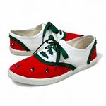 Watermelon Canvas Handmade Sneakers Size 8 Red Photo 14