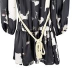 Alexis‎ x Target Long Sleeve Rope Belt Tiered Mini Dress Black White Print, Sz M Size M Photo 6