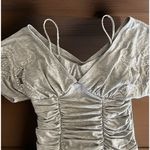 XOXO Vintage Y2K Women Ruched Top Sparkle Gray Cami Babydoll Preppy Fairy Party Photo 1