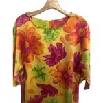 Saks 5th Avenue Vtg Saks Fifth Ave Bight Multicolor Floral Print Short Sleeve Maxi Satin Dress S Photo 5