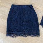 For Love & Lemons  - Lolo Lace Long Sleeve Crop Top & Mini Skirt Set in Black Photo 4