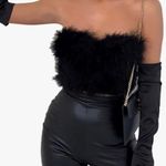 Black Fur Crop Top Size M Photo 1