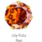 Ruby cz July birthday post earrings with 14k gold plated post. New Photo 4