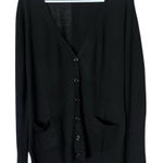 Urban Outfitters  Wool Blend V Neck Button Front Pocket Cardigan Large in Black Photo 0