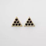 Boutique NEW‎ | Petite 18k Gold Triangle Black Pave Diamond Earrings Photo 10