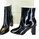 Donald Pliner NEW Leather BOOTIE ANKLE BOOT 9.5 Womens Black Crinkle Patent Shoe Photo 2