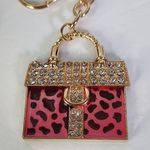 Gold with Pink Animal Print Purse Keychain Purse Charm Photo 1