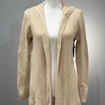 Marled Reunited Clothing Cream Marled Hooded Knit Open Sweater Size M EUC Photo 0