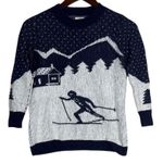 J.Crew Intarsia Novelty Ski Scene Wool Blend Crew Neck Sweater XS Navy Blue Photo 12