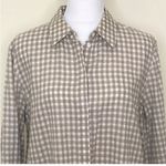 Lafayette 148  linen Button Down Shirt Gingham Plaid Size M Photo 2