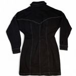 Topshop  Black Denim Shirt Dress Mini White Stitching Size 6 #denimdress Photo 3