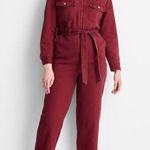 Future Collective NWT maroon cotton long sleeve jumpsuit size small Red Photo 0