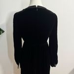 Saloni Camille Bow Beaded Dress Women 4 Black Velvet Silk Holiday Midi Quite Lux Photo 9
